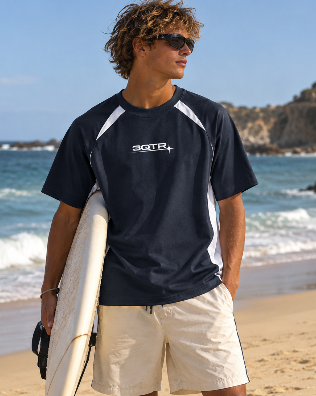 3QTR Contrast Panel Raglan T-Shirt