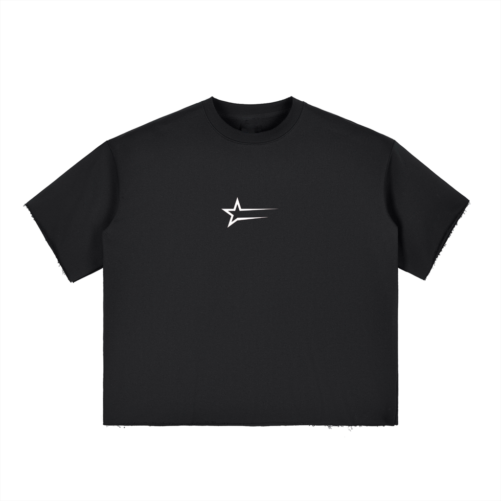 Boxy Half-Sleeve Raw-Edge T-Shirt