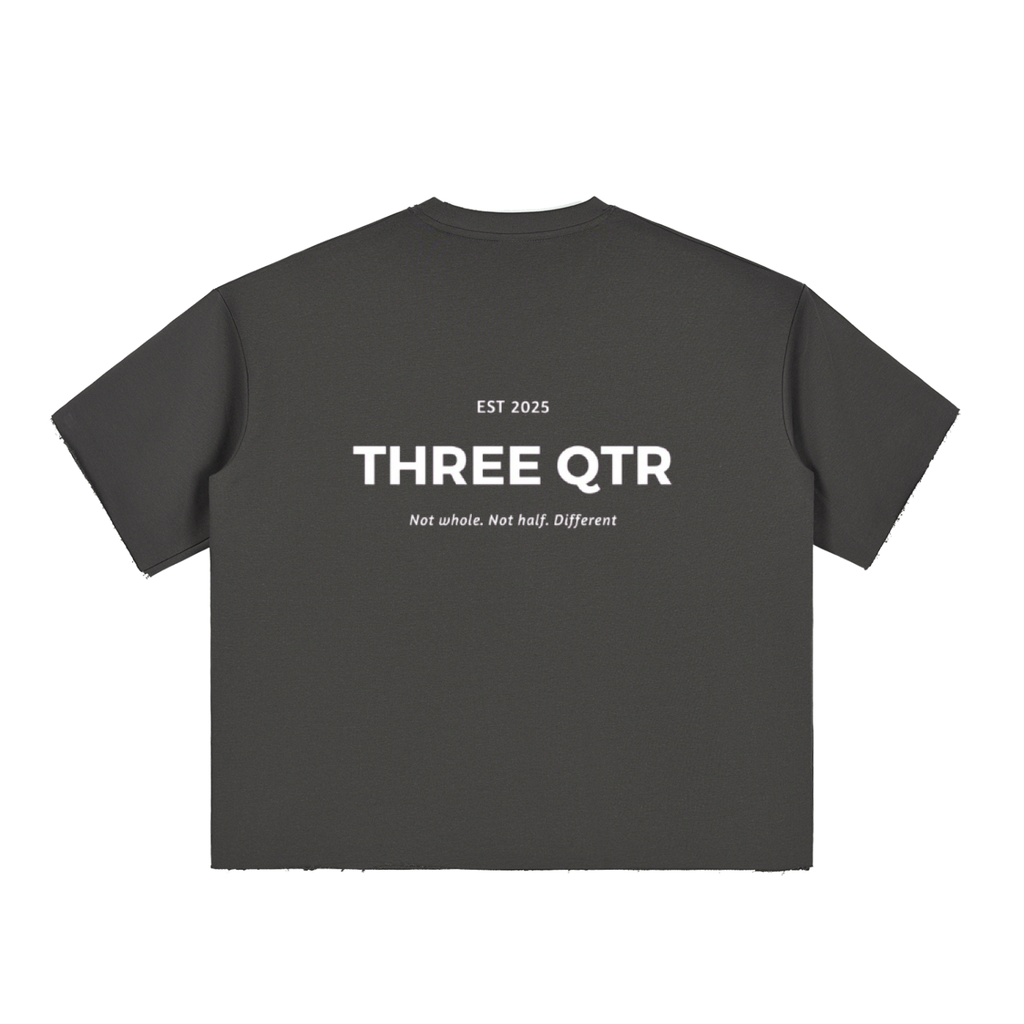 Boxy Half-Sleeve Raw-Edge T-Shirt