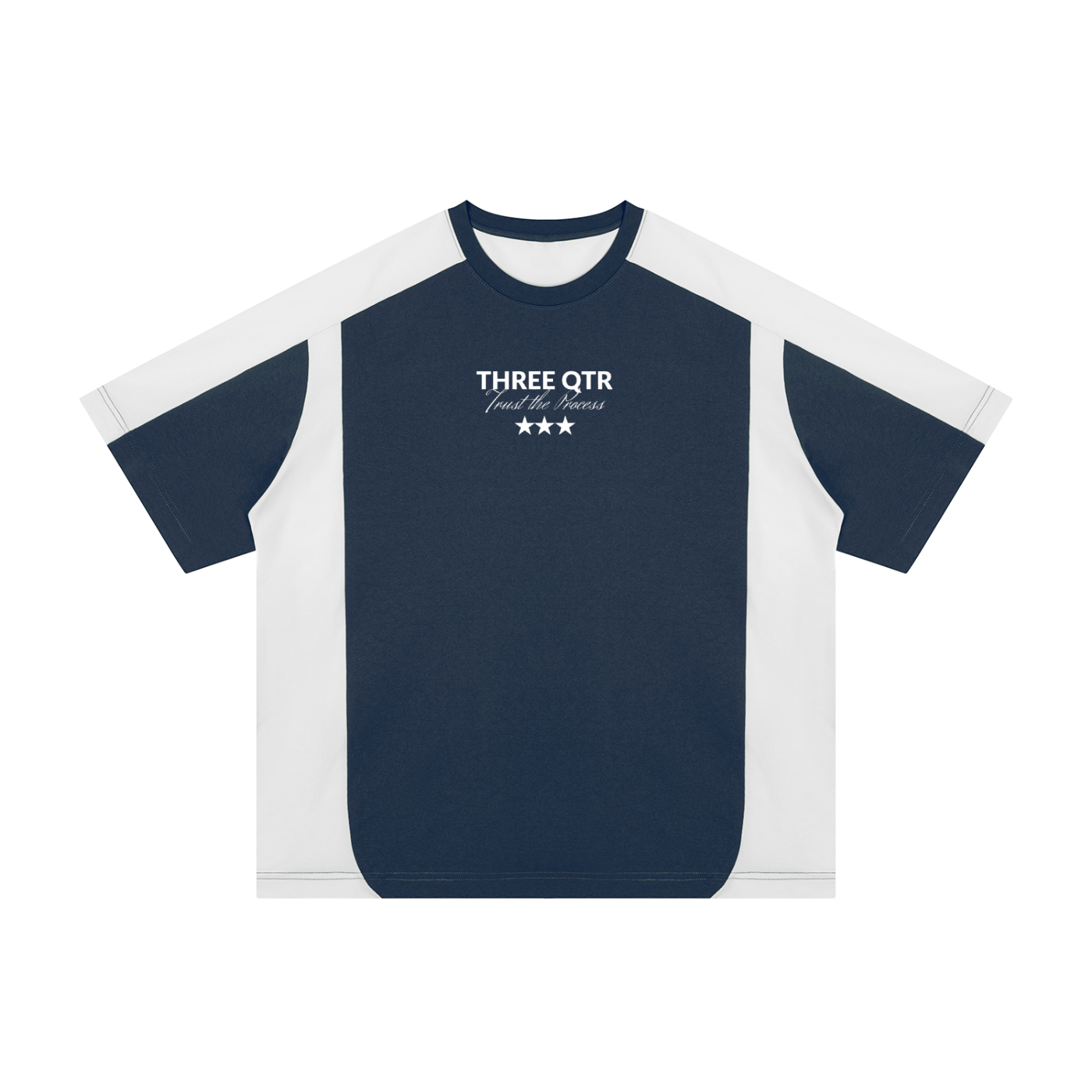 3QTR Unisex Color Block Loose T-Shirt